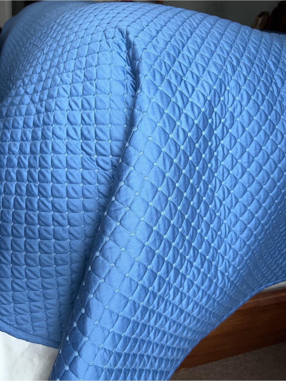 Charter Club Quilted Coverlet in Medium Blue quilt King size - Picture 5 of 8